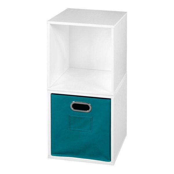 Niche Cubo Storage Set with 2 Cubes & 1 Canvas Bin, White Wood Grain & Teal PC2PKWH1TOTETL